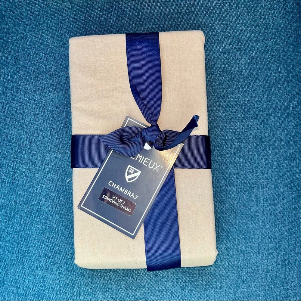 Meux Chambray Pillow Set - Tan or a dark cream color Standard Pillow Shams.